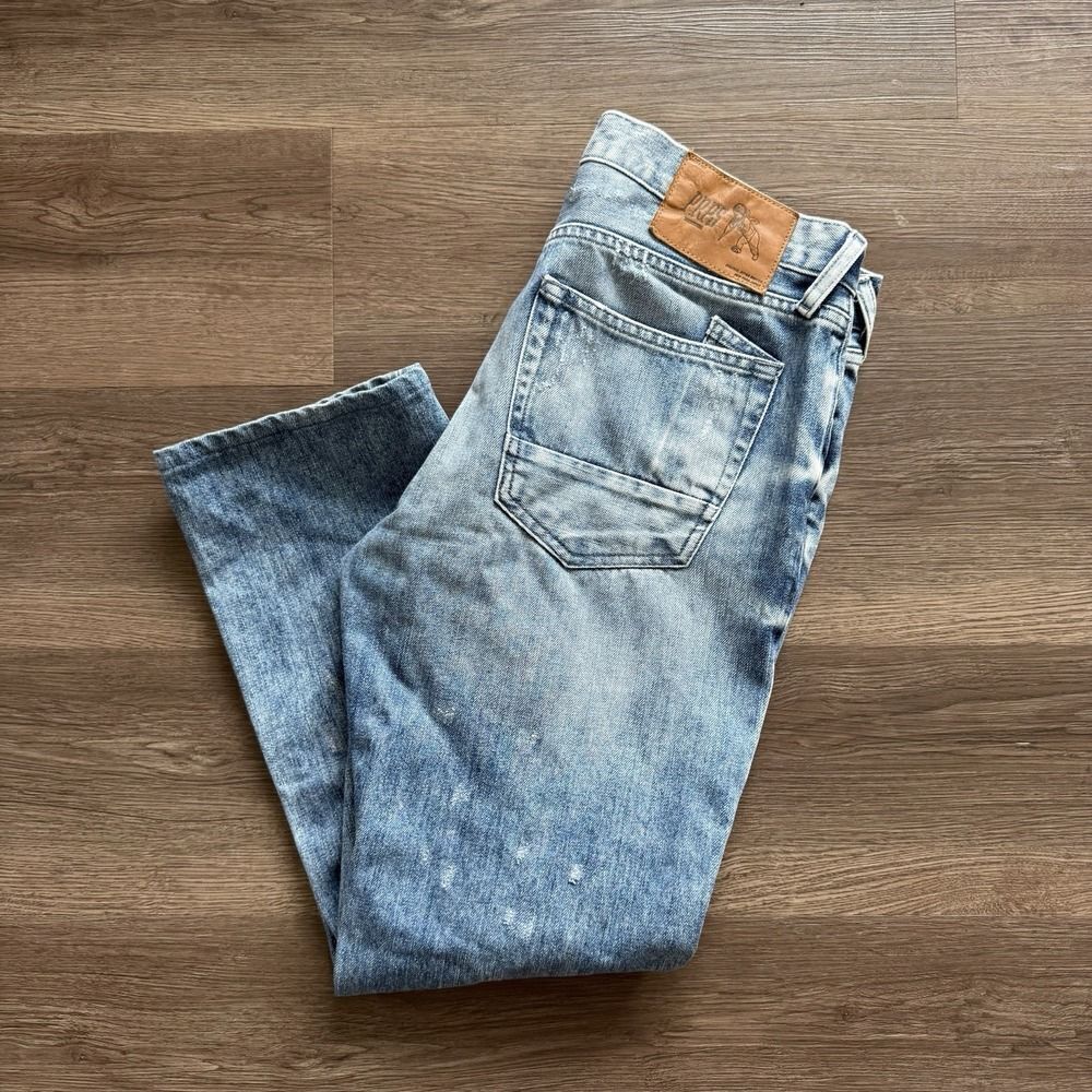 PRPS Demon Fit Mens Size 32 Distressed Button Fly Denim Jeans Light Wash